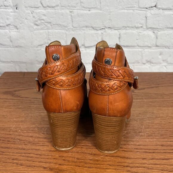 Rag & Bone Harrow Booties in Cognac color w/braided band 39.5 eu or 9.5 us - Picture 2 of 7